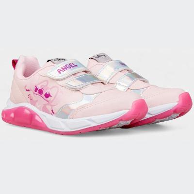 Tênis Infantil Disney Stitch Led Velcro Menina - Rosa
