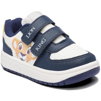 Tênis Infantil Disney Rei Leão Velcro Menino - Branco e Marinho