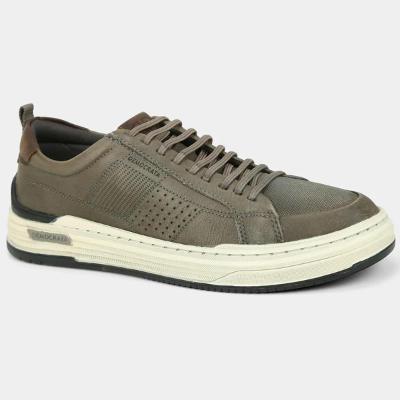 Tênis Couro Democrata Denim Mike Masculino - Cinza