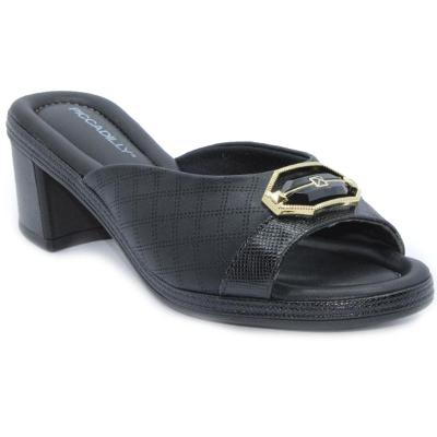 Tamanco Piccadilly Conforto Detalhes Feminino - Preto