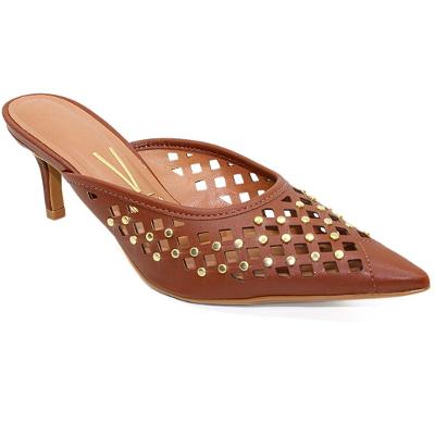 Tamanco Mule Vizzano Apliques Salto Baixo - Marrom