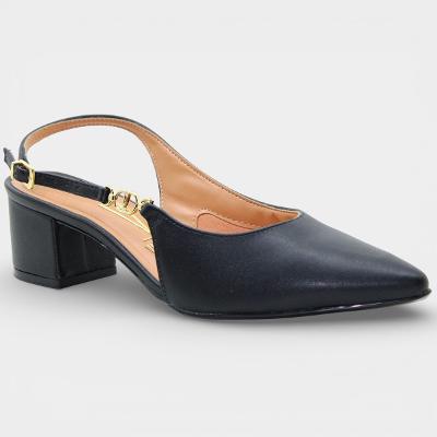 Scarpin Vizzano Slingback Salto Bloco Detalhe - Preto