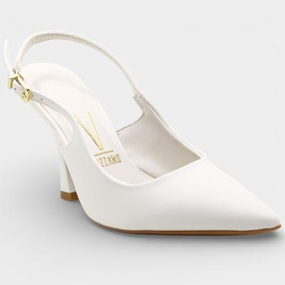 Scarpin Vizzano Salto Médio Aberta Feminino - Off White