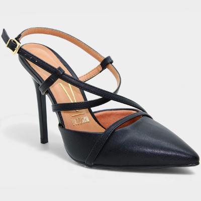 Scarpin Vizzano Salto Alto Tiras Cruzadas Feminino - Preto