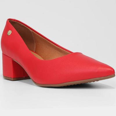Scarpin Vizzano Bico Fino Salto Bloco - Vermelho