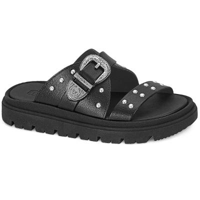 Papete Moleca Plataforma Tratorada Spikes Feminina - Preto