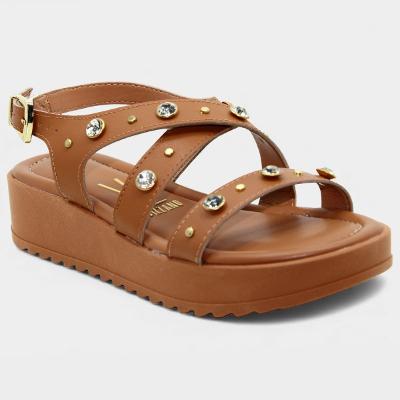 Papete Vizzano Plataforma Apliques Feminina - Caramelo