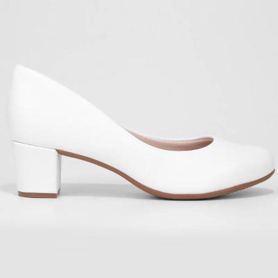 Scarpin Beira Rio Boneca Salto Bloco Baixo - Branco