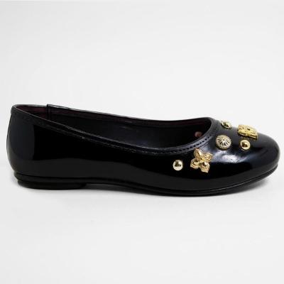 Sapatilha Infantil Molekinha Verniz Apliques - Preto