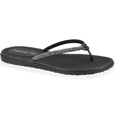 Rasteira Beira Rio Flatform Diamond Strass Feminina - Preto
