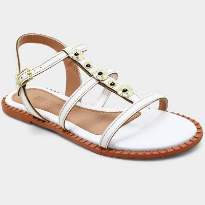 Rasteira Cia do Porto Apliques Feminina - Branco