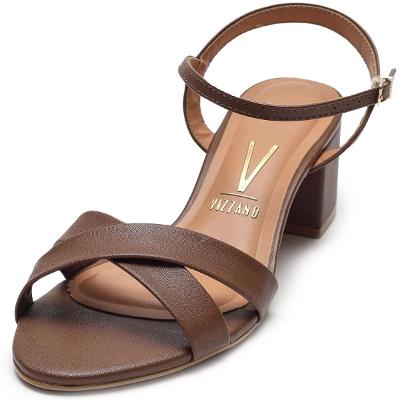 Sandália Vizzano Salto Bloco Médio Feminina - Marrom Escuro