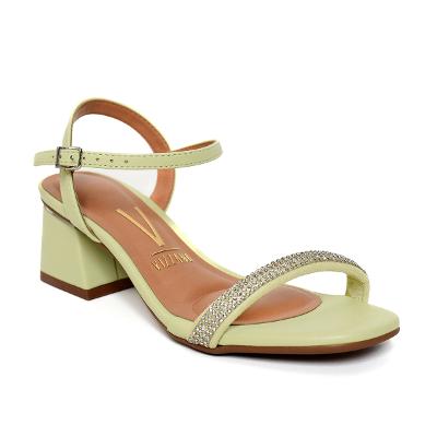 Sandália Vizzano Salto Bloco Brilho Feminina - Verde Claro