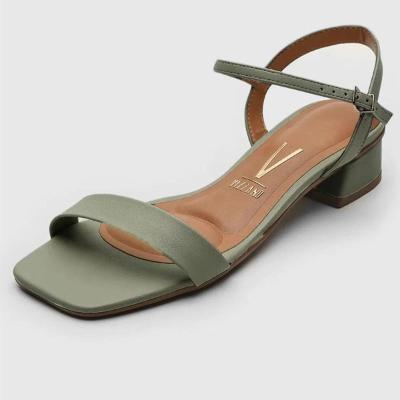 Sandália Vizzano Salto Bloco Baixo Casual Feminina - Verde Oliva