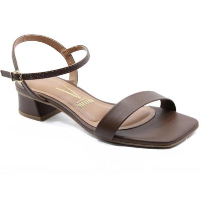 Sandália Vizzano Salto Bloco Baixo Casual Feminina - Marrom