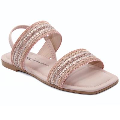 Rasteira Dakota Tira Grossa Brilho Feminina - Nude