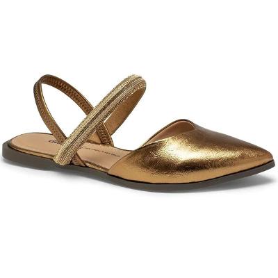 Rasteira Dakota Tira Strass Bico Fino Feminina - Cobre