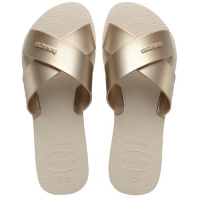 Rasteira Havaianas Aqua Metálica Feminina - Bege