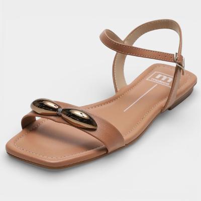 Rasteira Moleca Detalhe Metalizado Feminina - Nude