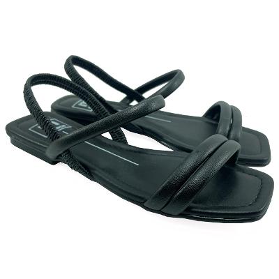 Rasteira Moleca Flat Com Elástico Feminina - Preto