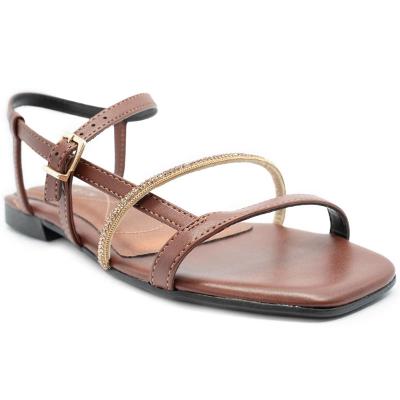 Rasteira Ramarim Tira Strass Feminina - Vinho