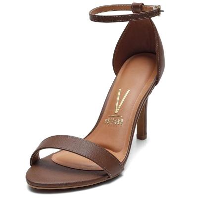 Sandália Vizzano Pelica Básica Salto Alto Feminina - Marrom