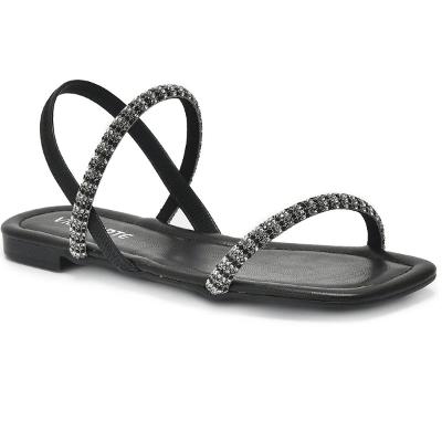 Rasteira Via Marte Strass Feminina - Preto