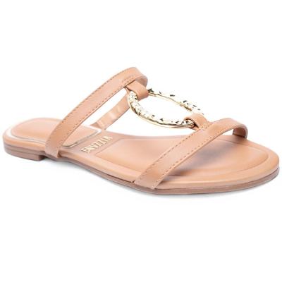 Rasteira Vizzano Detalhe Dourado Feminina - Caramelo