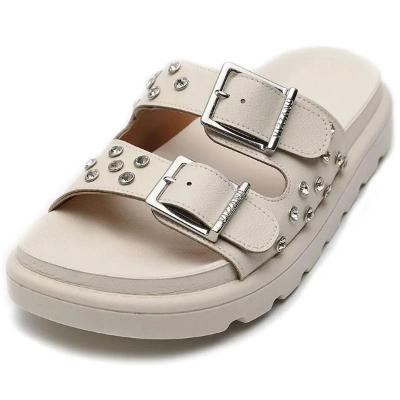 Rasteira Vizzano Floather Strass Feminina - Cinza Claro