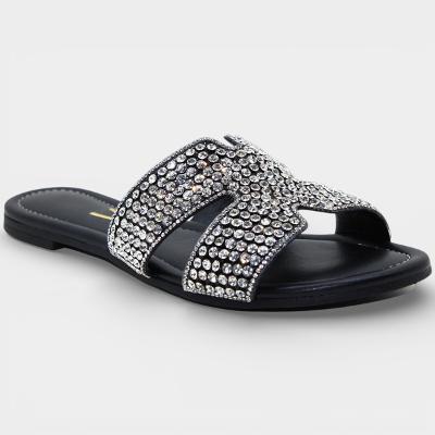 Rasteira Vizzano H Strass Feminina - Preto