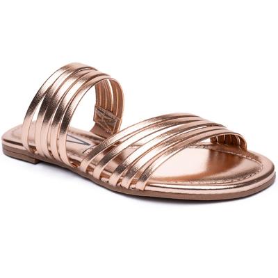 Rasteira Vizzano Multi Tiras Metalizada Feminina - Ouro Rosado