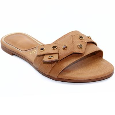 Rasteira Vizzano Nó Apliques Feminina - Areia