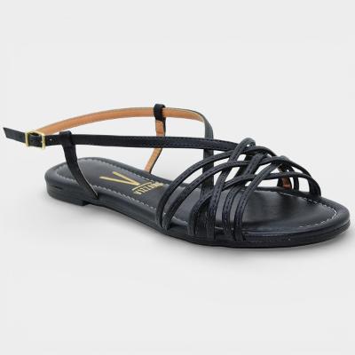 Rasteira Vizzano Tiras Cruzadas Feminina - Preto