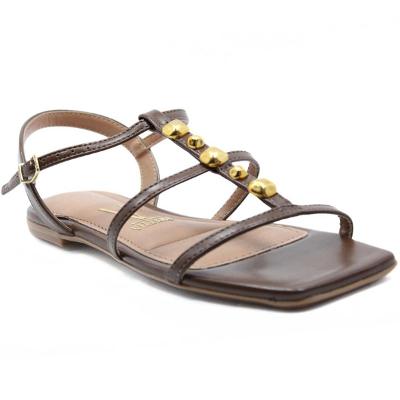 Rasteira Vizzano Tiras Pedraria Feminina - Marrom