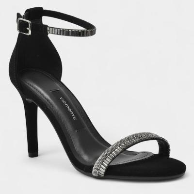 Sandália Via Marte Strass Pedraria Feminina - Preto
