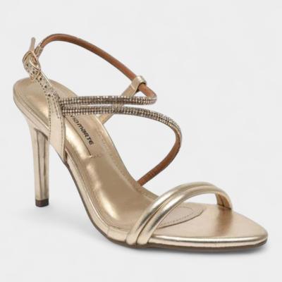 Sandália Via Marte Strass Metalizada Feminina - Dourado