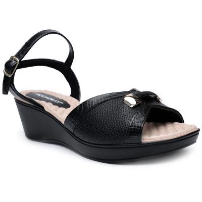 Sandália Piccadilly Conforto Detalhe Feminina - Preto