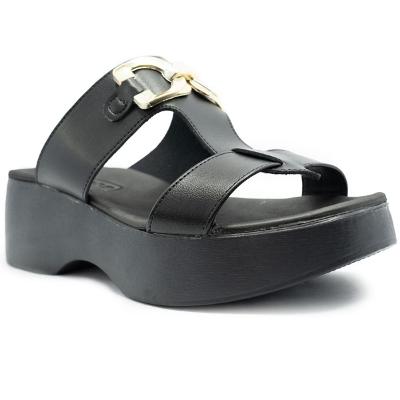 Sandália Moleca Plataforma Detalhe Feminina - Preto