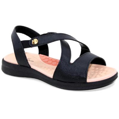 Sandália Modare Tiras Cruzadas Ultra Confort Feminina - Preto