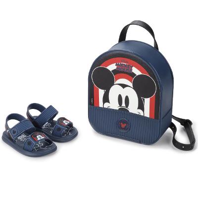 Sandália Infantil Disney Mickey Mochila San - Azul e Vermelho