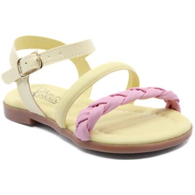 Sandália Klin Infantil Suami Mini Menina - Amarelo e Rosa