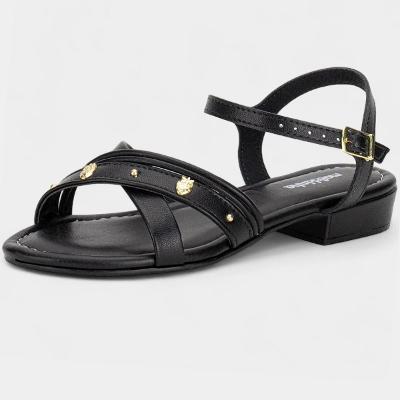 Sandália Infantil Molekinha Tira Cruzada Salto Menina - Preto