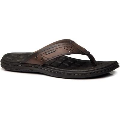 Chinelo Couro Pegada Amortech 131221 Masculino - Marrom Escuro