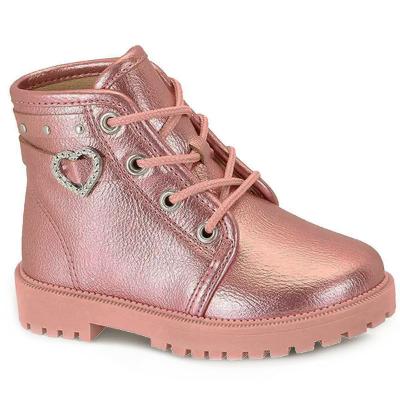 Bota Coturno Infantil Molekinha Metalizada Menina - Rosa