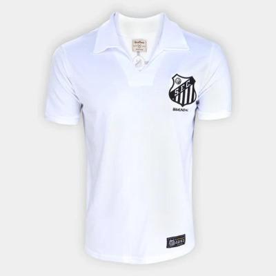 Camisa Santos 1963 Bi Mundial Retrô Mania Masculina - Branco