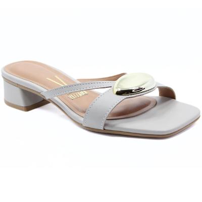 Tamanco Vizzano Tiras Salto Baixo Detalhe Feminino - Cinza