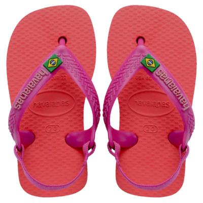 Chinelo Havaianas Baby Brasil Logo Menina - Coral e Roxo