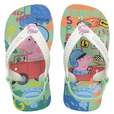 Chinelo Havaianas Baby Peppa Pig Menino - Verde e Branco