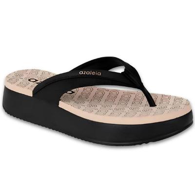 Tamanco Anabela Baixo Azaleia Feminino - Preto e Bege