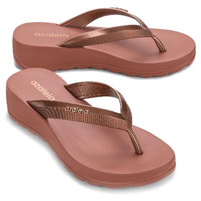 Tamanco Anabela Baixo Azaleia Fabi Light Feminino - Nude